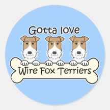 Three Wire Fox Terriers Round Sticker
