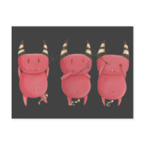 Three Wise Devils - Little Devils art Postcard
