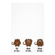 Three Wise Monkeys Customized Stationery