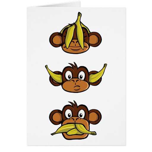 Three Wise Monkeys Greeting Card