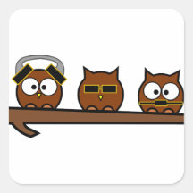 Three Wise Quirky Owls Stickers
