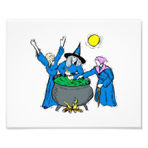 three witches blue clothes cauldron moon art photo