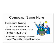 three witches blue clothes cauldron moon business cards