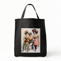 Three women in tights and feathers c.1899 canvas bags