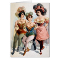 Three women in tights and feathers c.1899 card