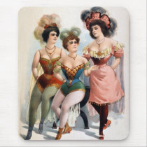 Three women in tights and feathers c.1899 mousepad