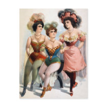 Three women in tights and feathers c.1899 post card