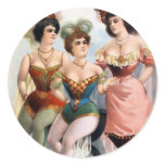 Three women in tights and feathers c.1899 stickers