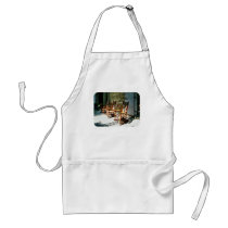 Three Wooden Rocking Chairs on Sunny Porch Aprons