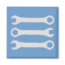 Three Wrenches in Light Grey. Refrigerator Magnets
