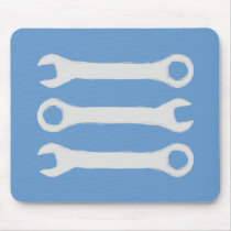 Three Wrenches in Light Grey. Mouse Pad