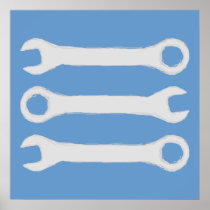 Three Wrenches in Light Grey. Poster