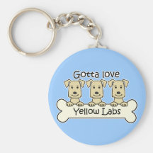 Three Yellow Labs Key Chain