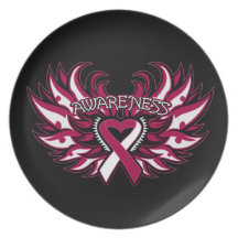 Throat Cancer Awareness Heart Wings Party Plates