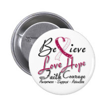 Throat Cancer Believe Heart Collage Pins