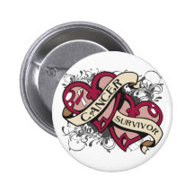 Throat Cancer Cancer Survivor Dual Hearts Buttons