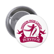 Throat Cancer - Freedom From Cancer Survivor Pinback Button