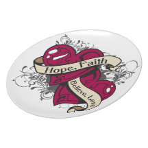Throat Cancer Hope Faith Dual Hearts Dinner Plate