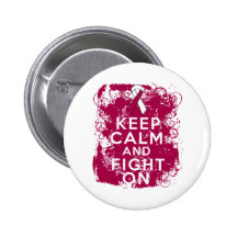 Throat Cancer Keep Calm and Fight On Pinback Button
