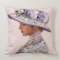 Throw Pillow Lavender Lace Victorian Lady Rose Hat pillows