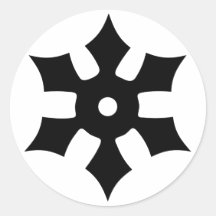 Throwing ninja star round stickers