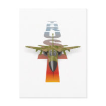 Thrust supersonic fighter jet, air force pilot postcard