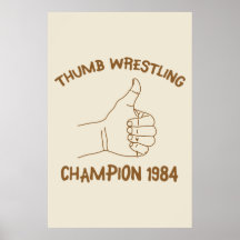 Thumb Wrestling Champion 1984 Vintage Poster