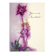 THUMBELINA 2 ,pink purple cream felt Personalized Invitation