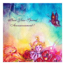 THUMBELINA,FLOWER BASKET AND BUTTERFLY CUSTOM INVITATION