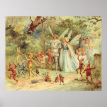 Thumbelina vintage et prince Wedding dans la forêt Posters