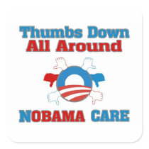 Thumbs Down NObama Care Square Sticker