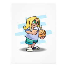 thumbs up basketball girl cartoon graphic personalized invite