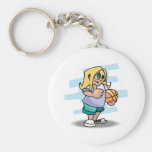 thumbs up basketball girl cartoon graphic keychain
