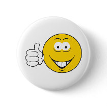 Thumbs Up Smiley Face Pinback Button