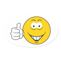 Thumbs Up Smiley Face Oval Sticker