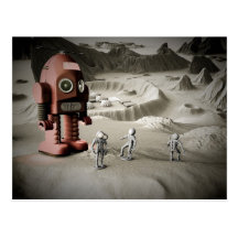 Thunder Robot and Toy Spacemen Retro Styled Postca Post Cards
