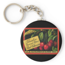 Thurber Cherries, Vintage Fruit Crate Label Art Key Chain