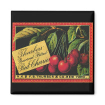 Thurber Cherries, Vintage Fruit Crate Label Art Magnet