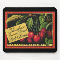 Thurber Cherries, Vintage Fruit Crate Label Art Mousepads