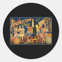 Thurston, master magician all out of a hat round sticker