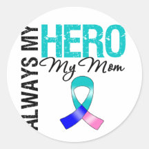 Thyroid Cancer ALWAYS MY HERO MY Mom Stickers
