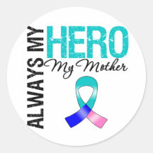 Thyroid Cancer ALWAYS MY HERO MY Mother Round Stickers