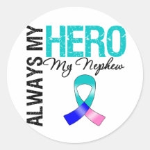 Thyroid Cancer ALWAYS MY HERO MY Nephew Stickers
