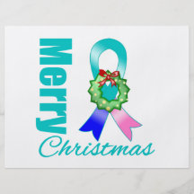 Thyroid Cancer Awareness Merry Christmas Ribbon Flyer Design