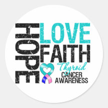 Thyroid Cancer Hope Love Faith Stickers