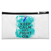 Thyroid Cancer Keep Calm and Fight On Cosmetics Bags