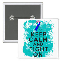 Thyroid Cancer Keep Calm and Fight On Pinback Buttons