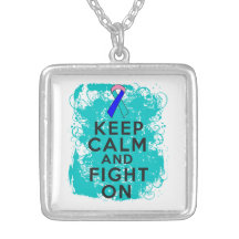 Thyroid Cancer Keep Calm and Fight On Personalized Necklace