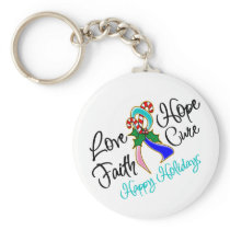Thyroid Cancer Love Hope Holidays Keychain