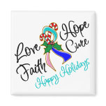 Thyroid Cancer Love Hope Holidays magnets